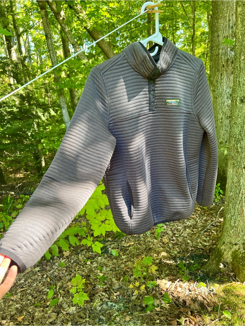 L.L. Bean Women’s Quilted Gray Pullover Sweater